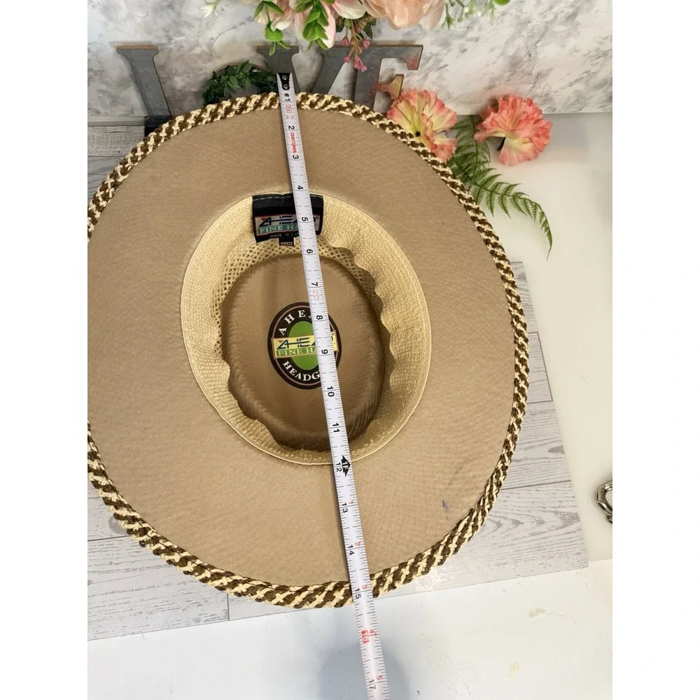Ahead Fine Hats Headgear Unisex Two Tone Straw Golf Hat Fedora S/M Vintage Retro